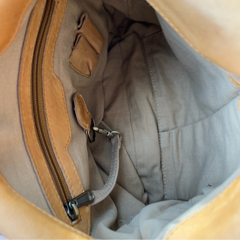 Milo Genuine Tan Leather Braided Leather Foldover Crossbody Bag - Picture 15 of 16
